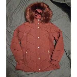 Michael Kors Puffer Jacket Women's L Winter Coat Burgundy